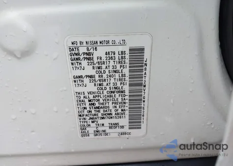 2016 Nissan Rogue S z USA, uszkodzony, nr VIN JN8AT2MV7GW152611